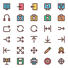Filled outline icons for user interface.
