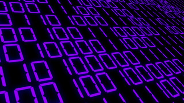紫　デジタル数字　二進数　乱数　7セグメント　背景　モーショングラフィックス
