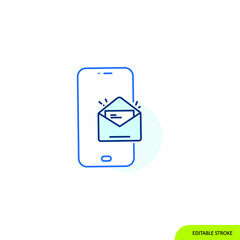 Mail mobile Icon, Editable stroke