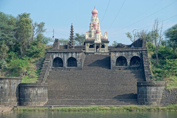 Kshetra Mahuli temple lying across the river Krishna, Sangam Mahuli, Satara, Maharashtra, India