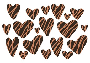 Valentines hearts set for stickers and cards and gifts and posters and postcard and kids