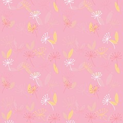 Seamless flower pattern with dandelion on background for fabrics and textiles