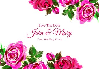 Wedding invitation watercolor decorative flowers card