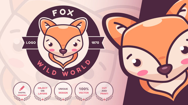 Cartoon character red fox logo