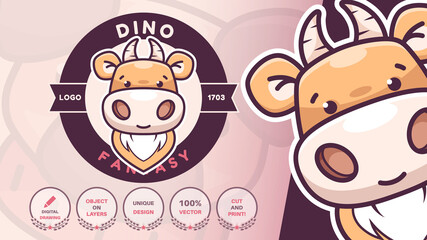 Cartoon character monster dinosaur logo