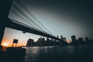 city bridge at sunset