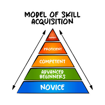 Model of skill acquisition - model of how learners acquire skills through formal instruction and practicing, mind map concept for presentations and reports