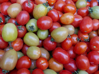 grande quantità di pomodori al mercato