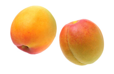 Fresh apricot fruits isolated on white background