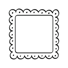 Square scallop frame doodle line art illustration clipart