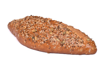 Loaf of white bread with seeds..