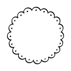 Round scalloped frame doodle line art illustration clipart