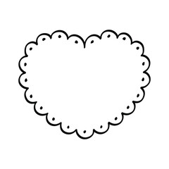 Heart scalloped frame doodle line art illustration clipart
