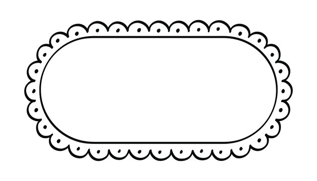 Long rounded scallop frame doodle line art illustration clipart