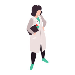 Isometric Female Ophthalmologist Composition