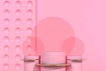 abstract minimal pink color geometric shape background, showcase mockup for podium display, 3d rendering