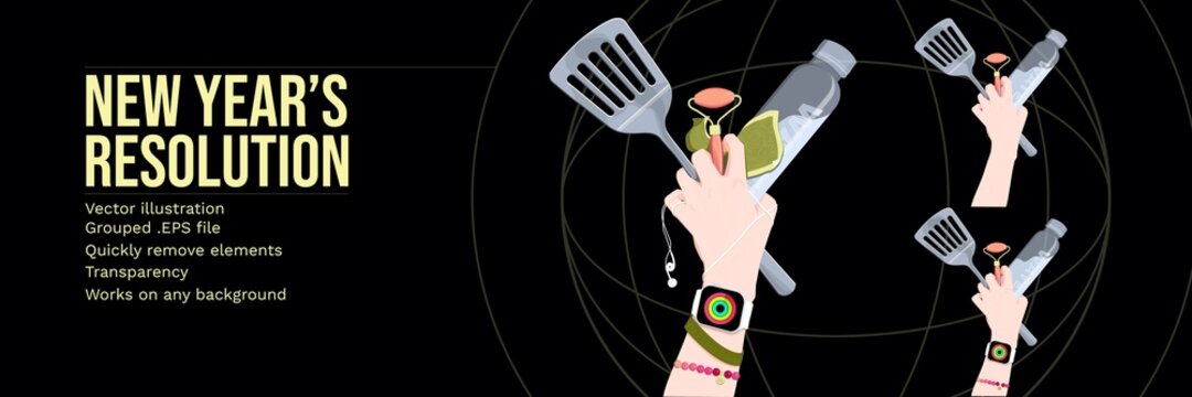 New Years Resolution Hand Illustration (EPS)