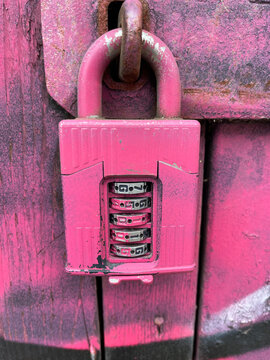 Lock painted pink combination padlock