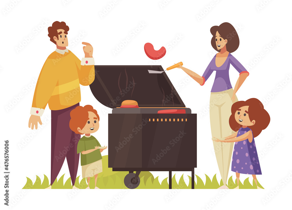 Canvas Prints BBQ With Kids Composition