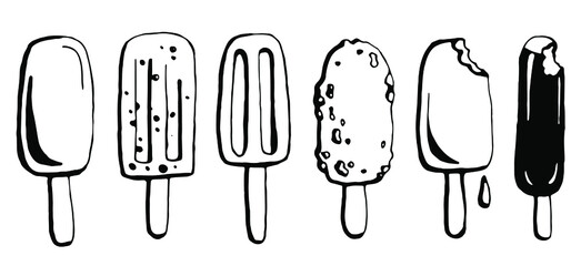 Ice creams. Vector clipart. Hand drawn