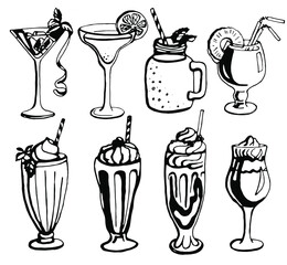 Coctail. Vector clipart. Hand drawn