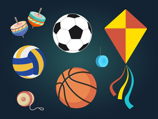 Toys Equipment Vector Set Illustration