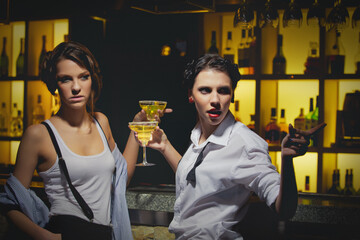 Girls night out having drinks at the bar