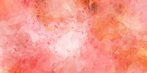 Fototapeta premium abstract red and orange watercolor background with drops and splashes. Orange, yellow and red watercolor vector background.