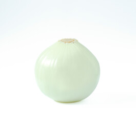 An image isolated one single a onion white peeled spice taste food ingredient for eating with clipping path.