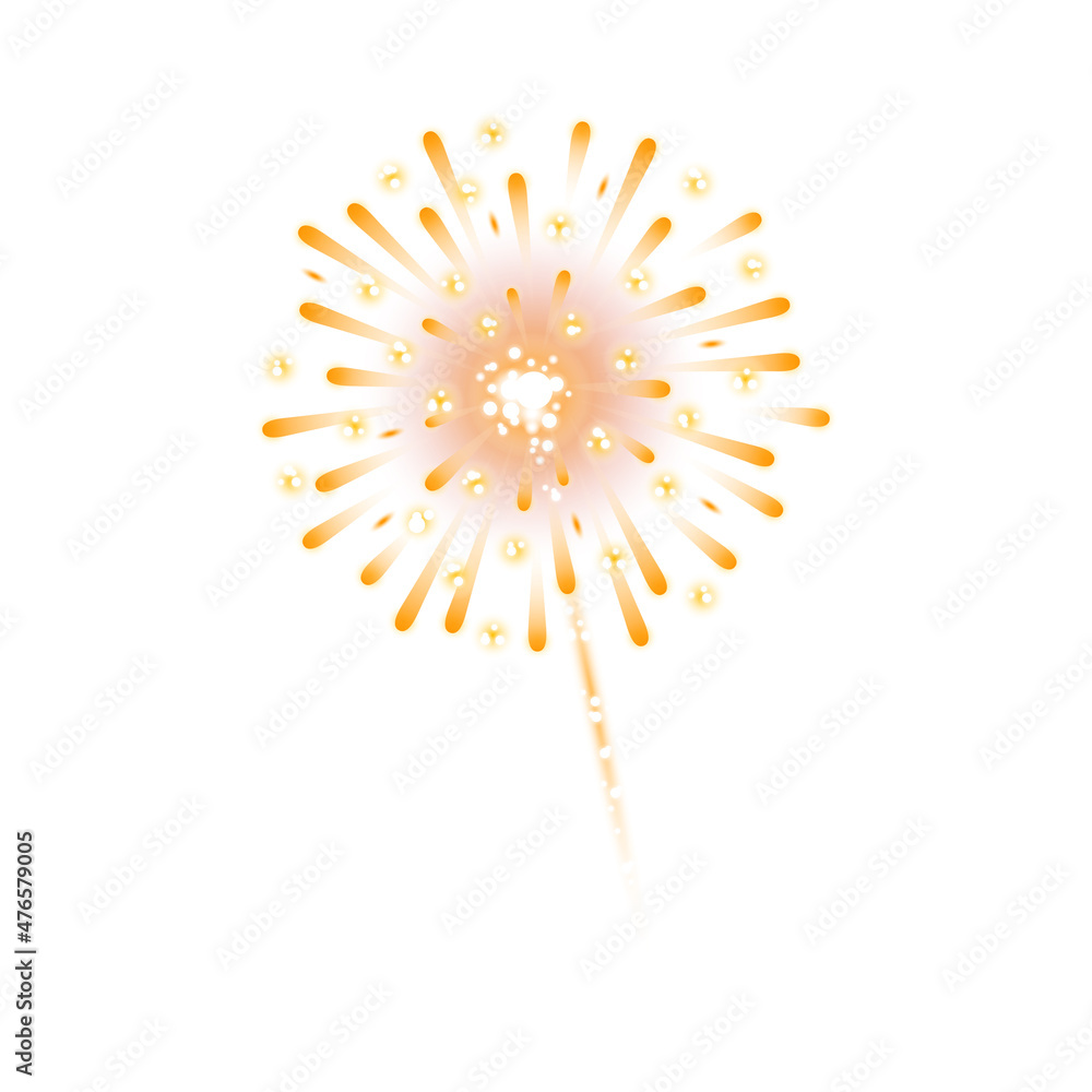 Sticker isometric orange firework composition