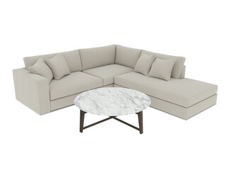 Sofa with table empty scene with selection in paths