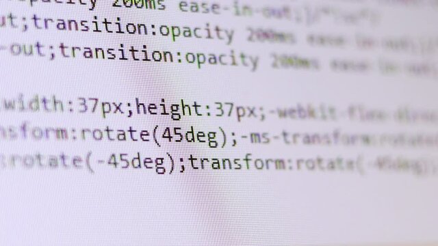 Programming code on computer screen