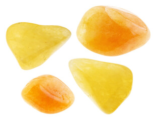 set of various yellow aventurine stones cutout