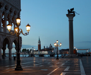 Fototapeta Lampposts at St. Marks Square in Venice Italy. obraz