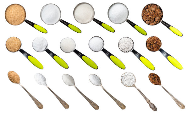 set of various sugars cutout on white