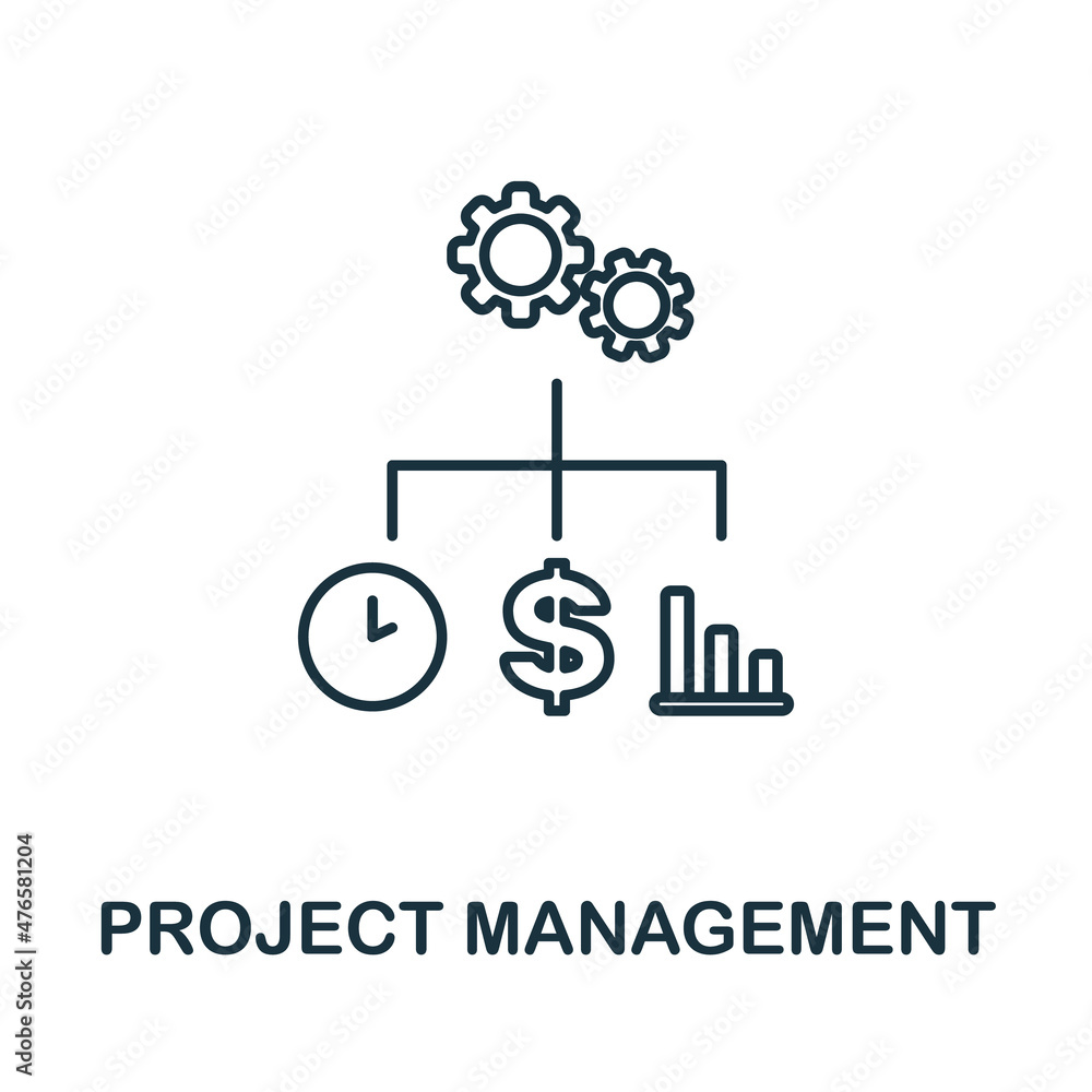 Aufkleber project management icon. line element from company management collection. linear project management 