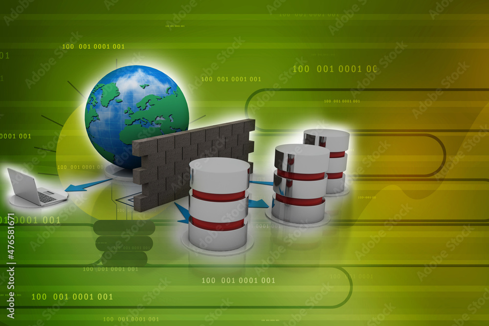 Poster 3d rendering database storage data base