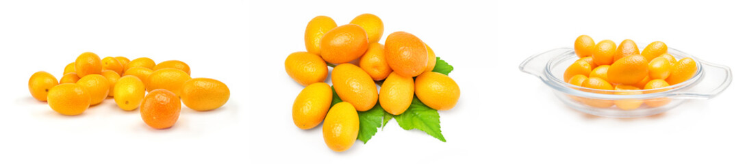 Group of kumquats on a white background clipping path