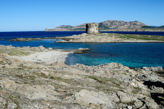 La spiaggia La Pelosetta e l'isola La Pelosa con la sua torre