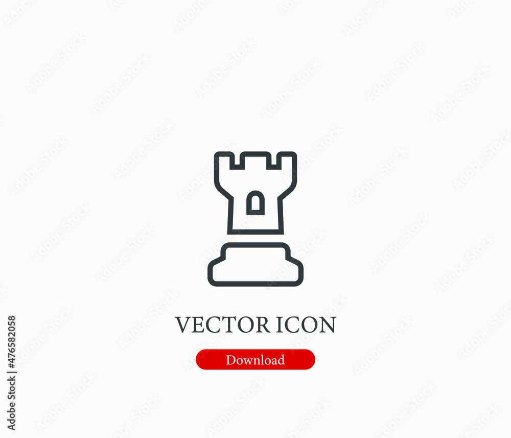 Poster chess vector icon. editable stroke. symbol in line art style for design, presentation, website or ap
