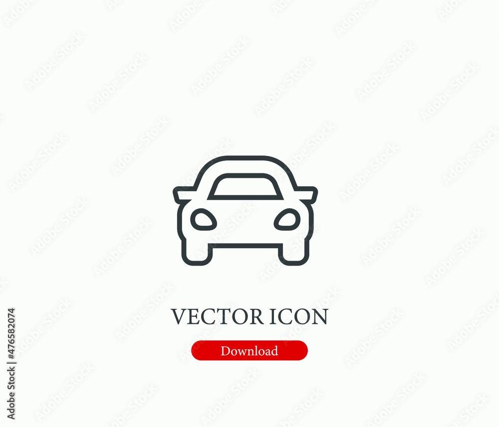 Poster car vector icon. editable stroke. symbol in line art style for design, presentation, website or apps