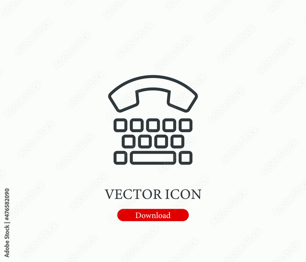Poster telephone vector icon. editable stroke. symbol in line art style for design, presentation, website o