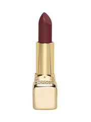 Open red lipstick golden tube