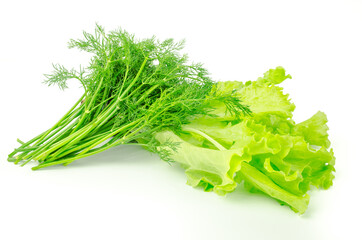 Dill and salad isolated on the white background