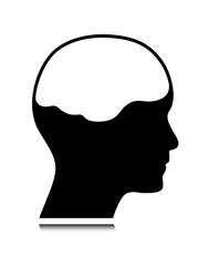 Simple human head with brain black icon vector design. People profile symbol design to use in business and brainstorm.