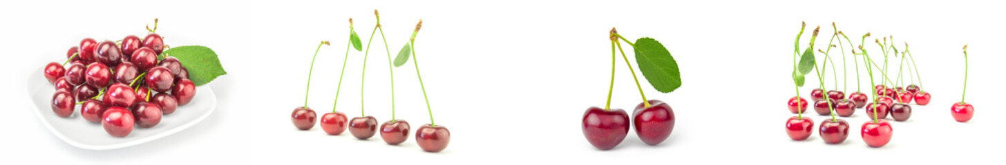 Set of Cherry on a white background clipping path