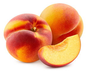 Juicy peach isolated on the white background