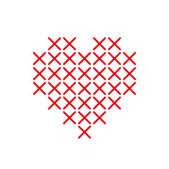 Heart shape icon. Cross Stitch Embroidery style. Vector illustration - obrazy, fototapety, plakaty