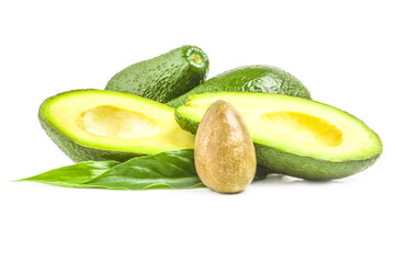Ripe avocado isolated on a white background cutout