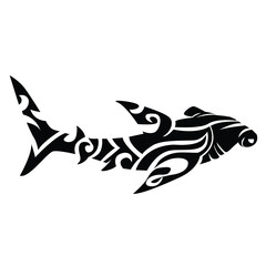 tribal hammerhead shark tattoo illustration